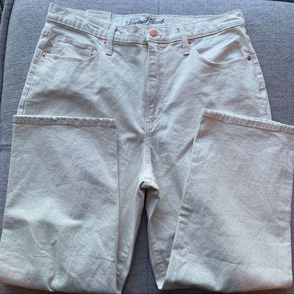 Universal Thread Highest Rise Vintage Crop Jeans Y2K Cream Trendy Denim 16